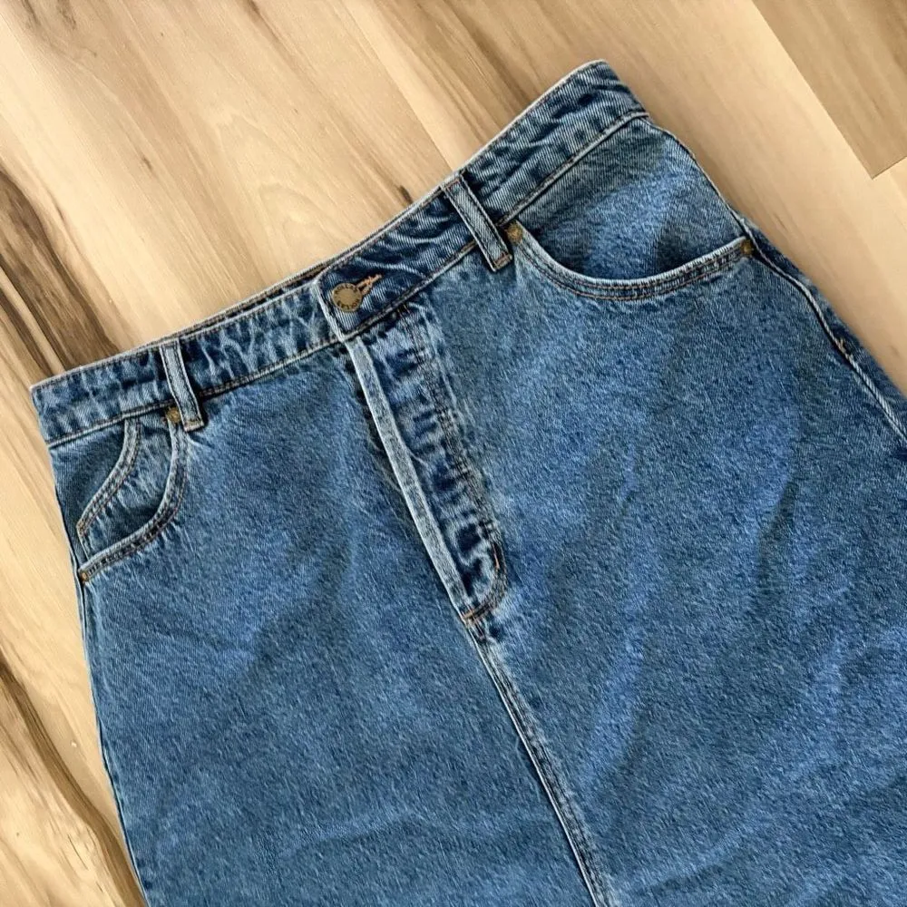 Rolla’s Chicago Skirt Midi Denim Front Slit Button Fly size 30 Blue - Image 6