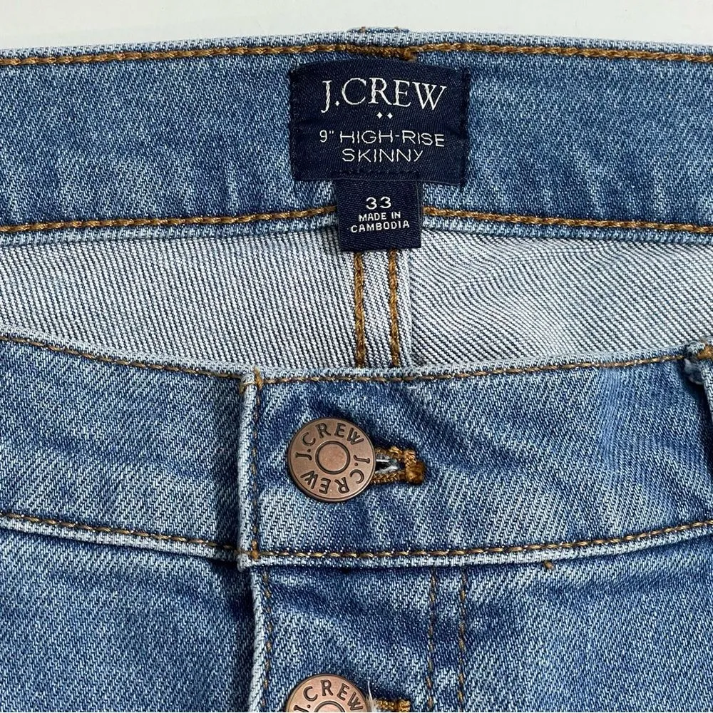 J.Crew 9"‎ High-Rise Skinny Jeans in All Day Stretch Size 33 Button Fly Denim - Image 3