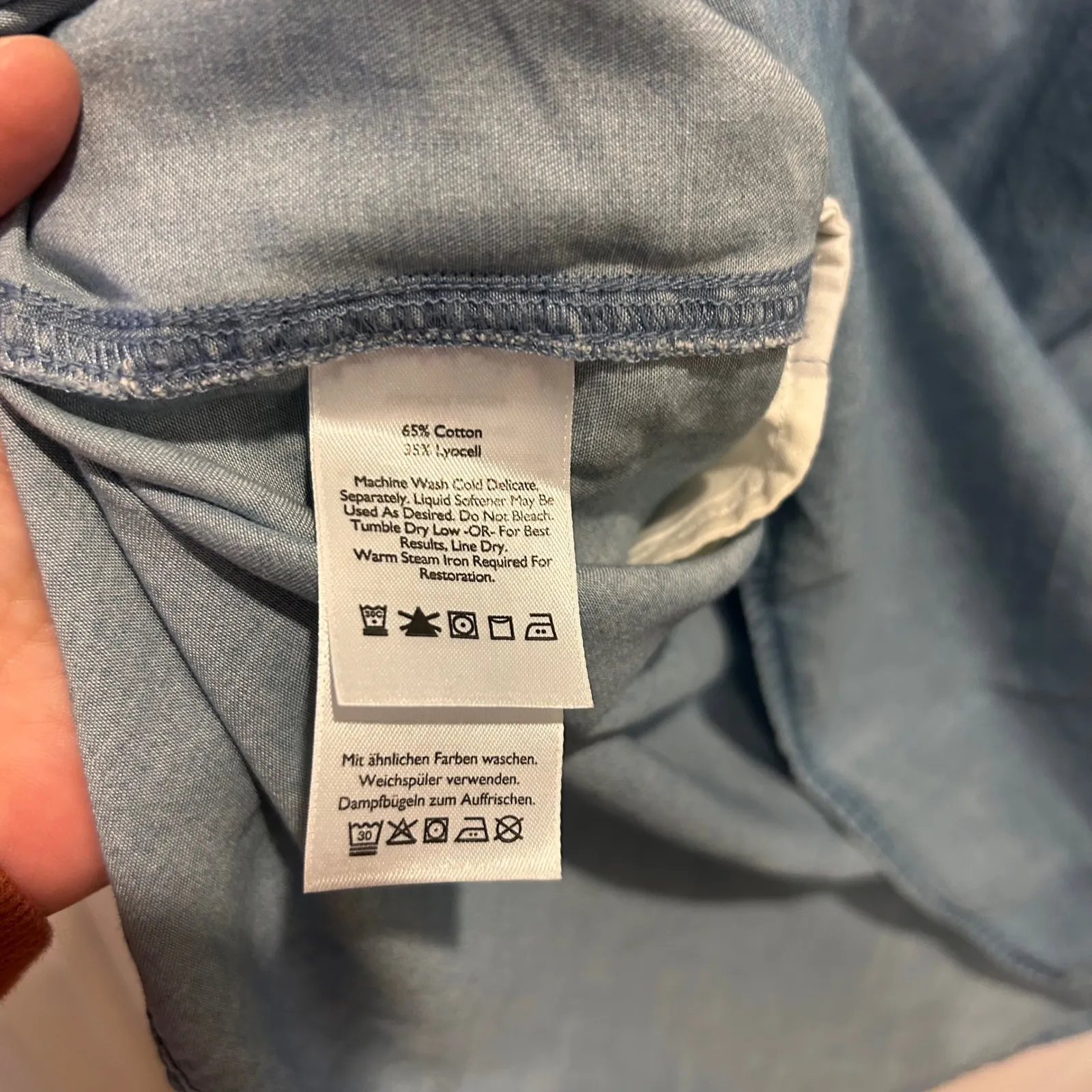 NWT Eddie Bauer Chambray Lyocell Cotton Womens Tank Denim Dress Blue Pockets L - Image 5