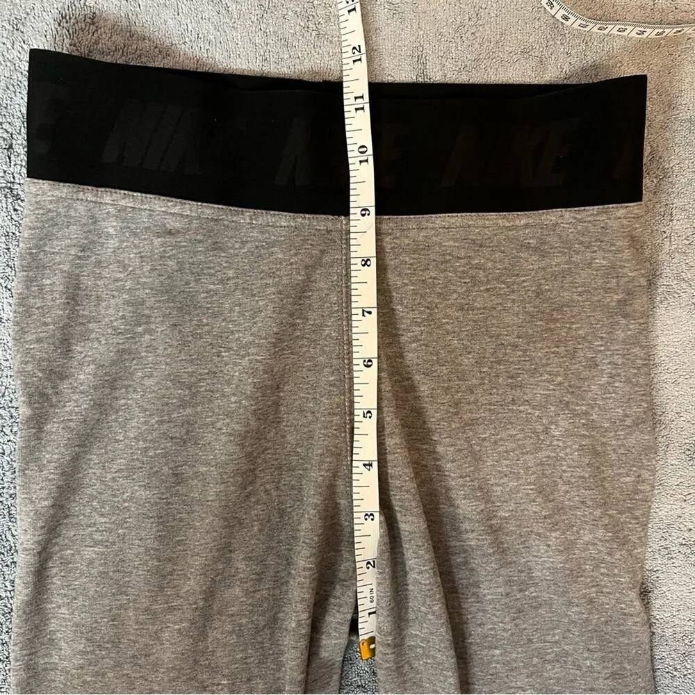 Nike Gray Grey Full Length Tight Fit Leggings Black Swoosh Logo Size Small - Image 7