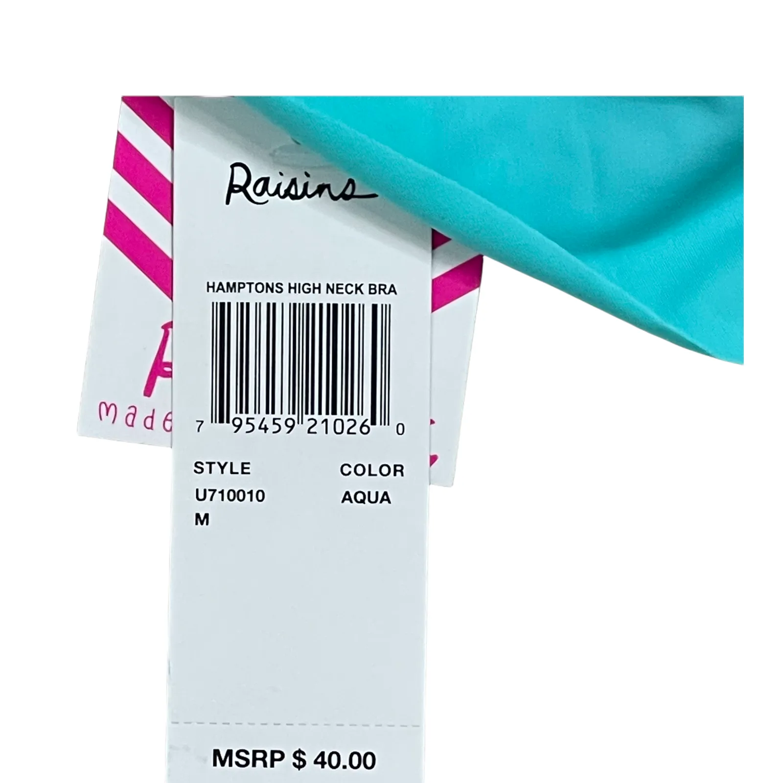 Raisins Womens Swimwear Tankini Top Size Medium‎ Hamptons High Neck Aqua Blue - Image 3