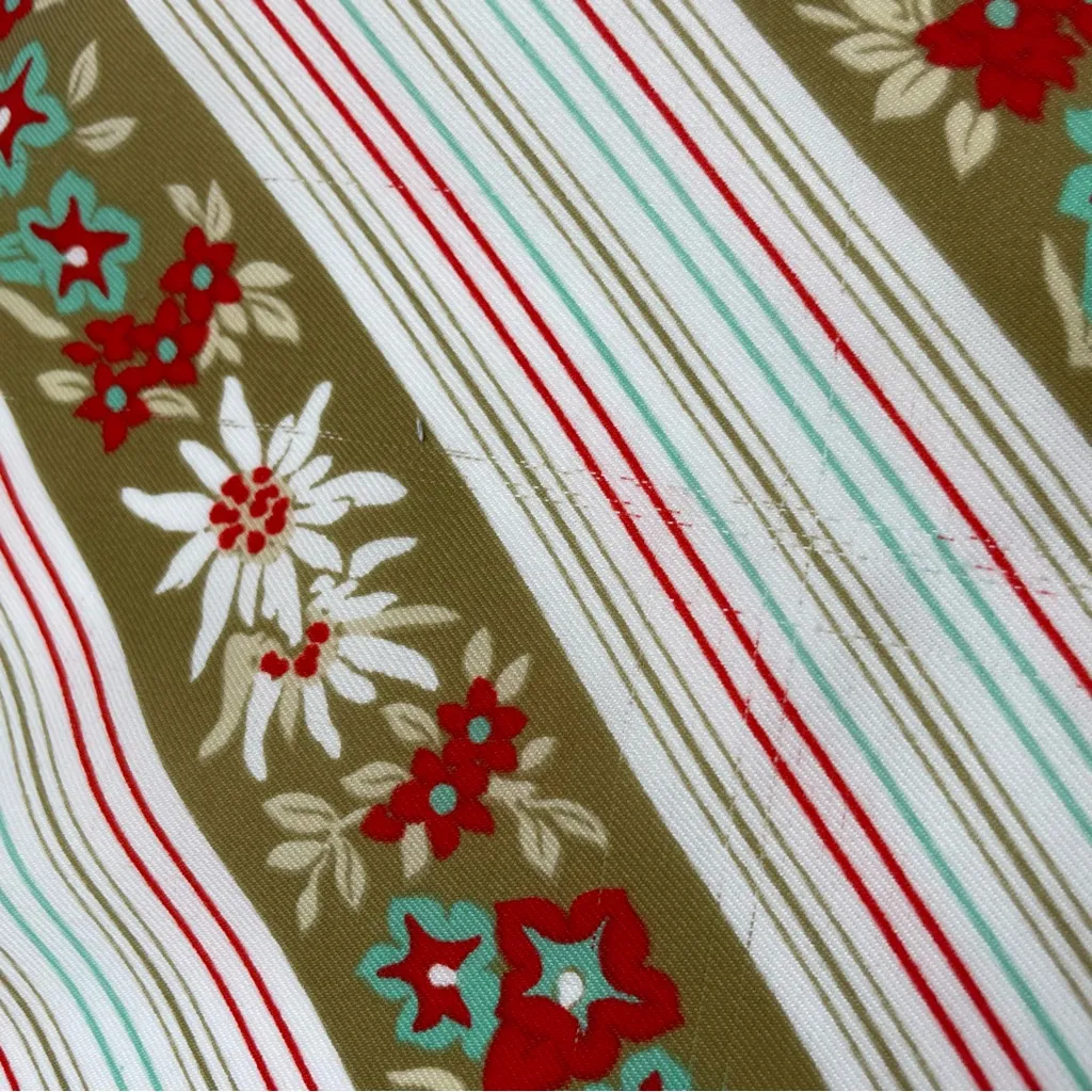 Vintage Scarf Floral Stripes Olive Green White Red Teal Square Retro 70s‎ 80s - Image 4