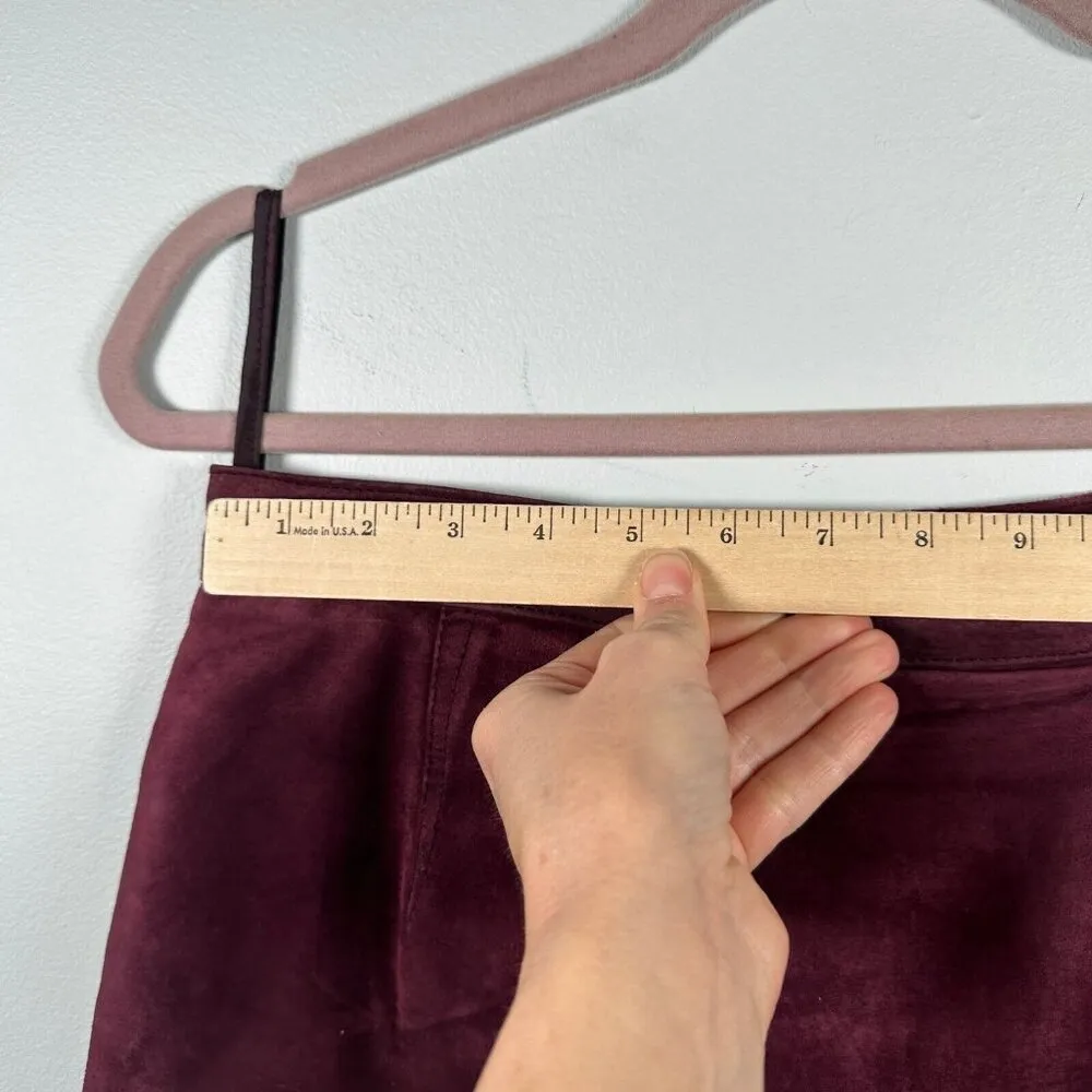 Vintage Bagatelle Womens Skirt Size 12 Tiered Suede Leather Burgundy Pencil - Image 13