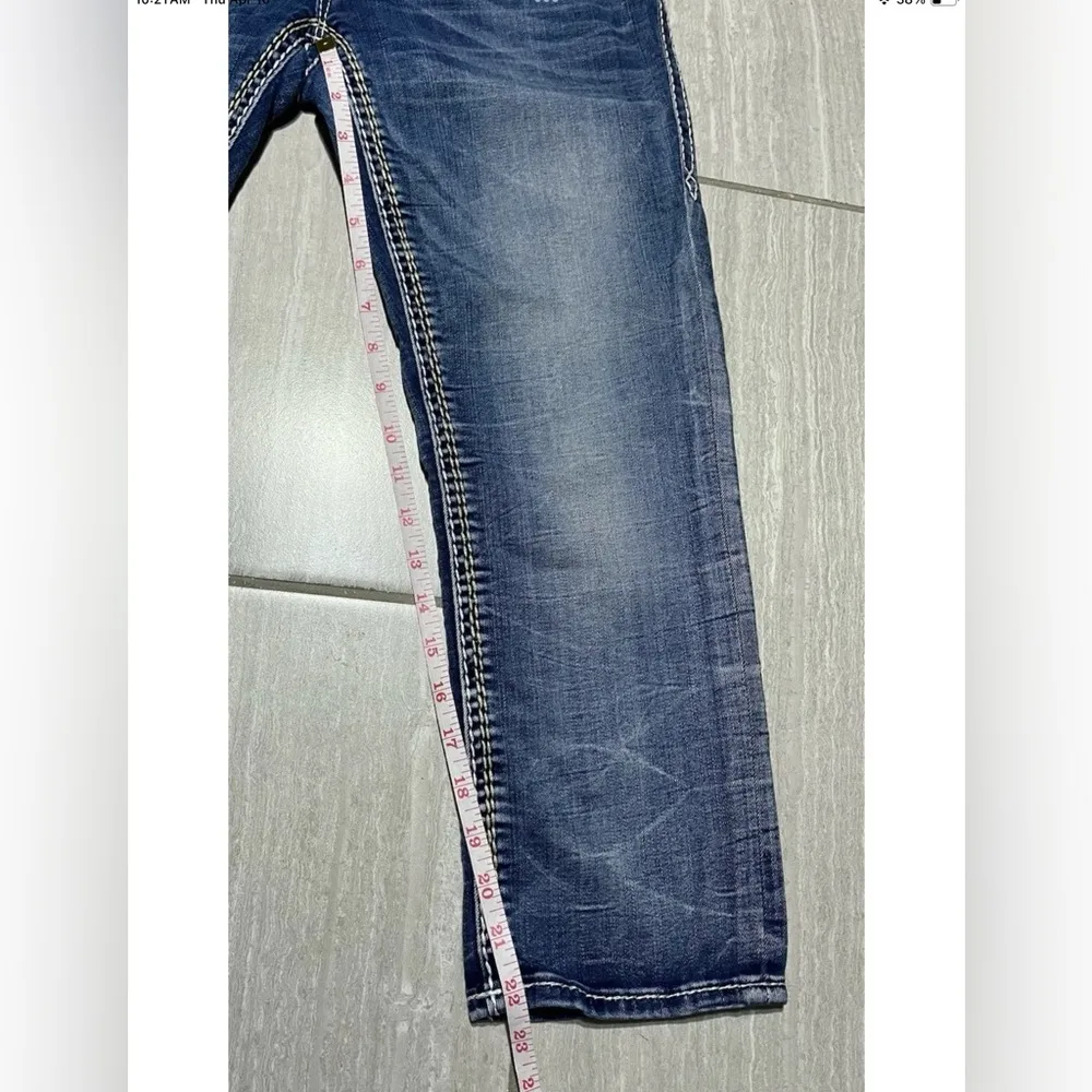 Rock Revival Crop Denim Jeans Arisa Women's 28 Embroidery Embellishments Flap - Image 9