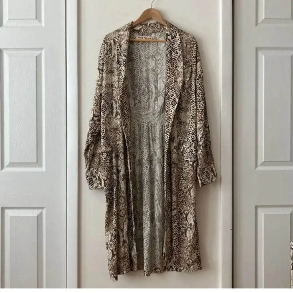 Free People Wild‎ Nights Snake Print Kimono Duster Brown Size S - Image 2