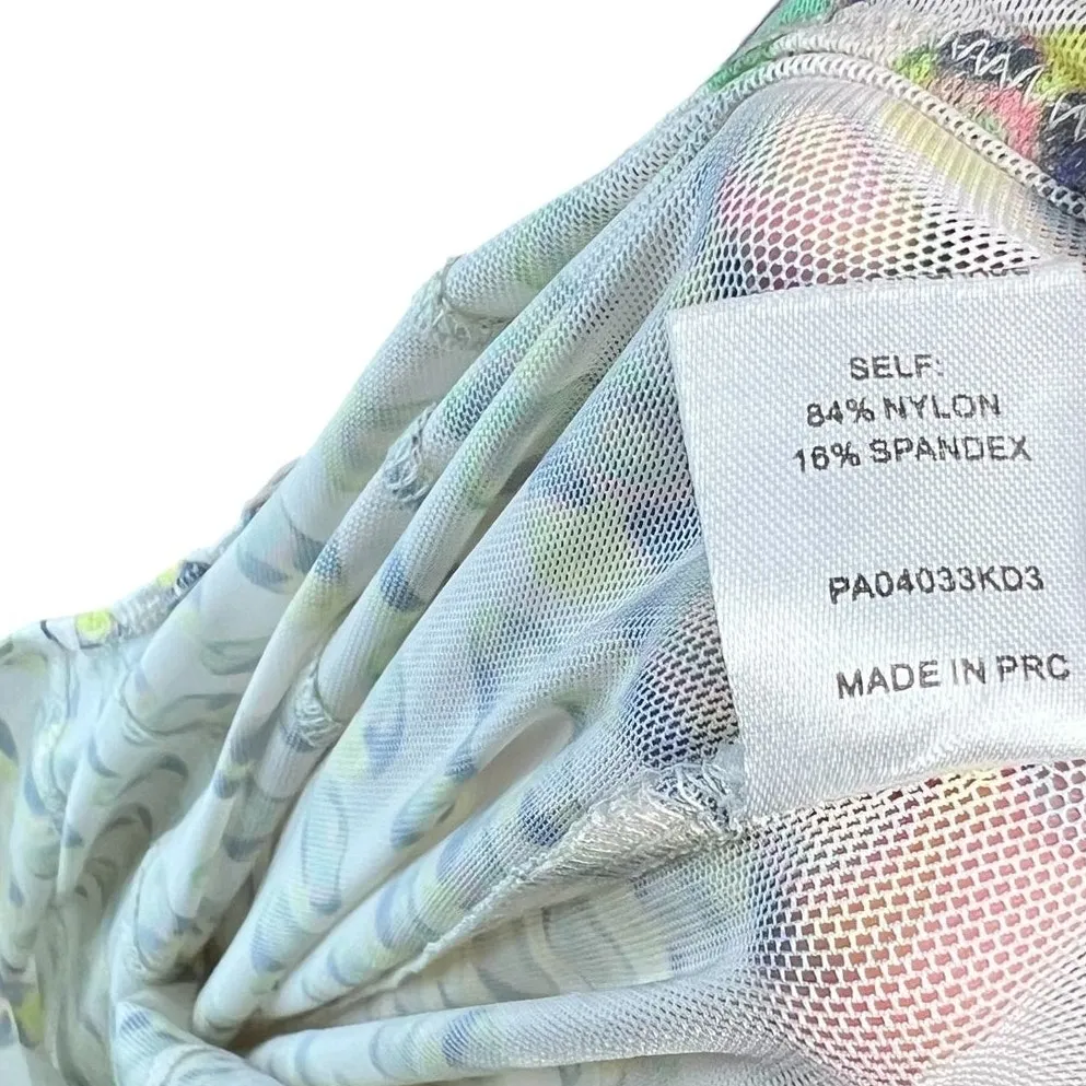 Meshki Nora Mesh Straight Leg Pant Sheer Alien Print Cream Green Size XL - Image 13