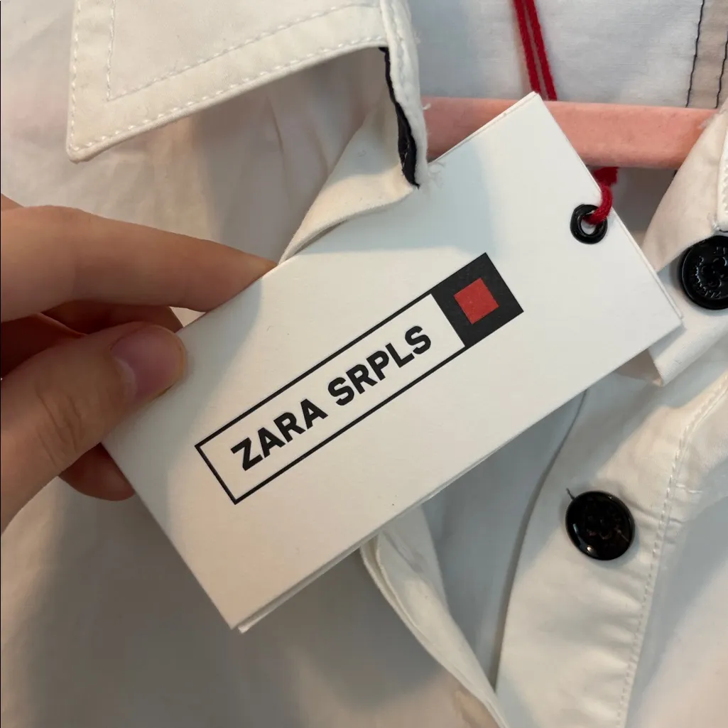 Zara SRPLS black white midi contrast stripe shirt dress size small - Image 6