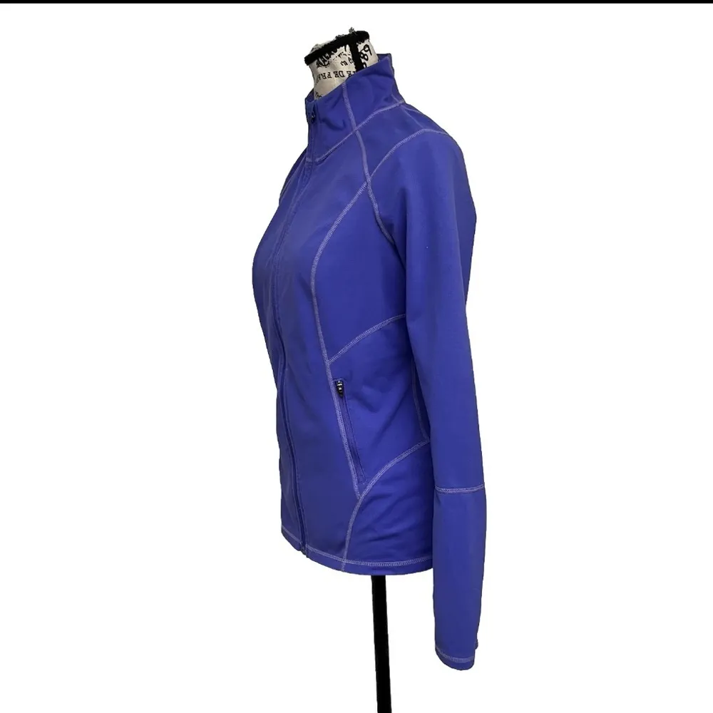 Zella Blue Full Zip Jacket Women’s 6 | Athletic Mock Neck Thumbhole Athleisure - Image 3