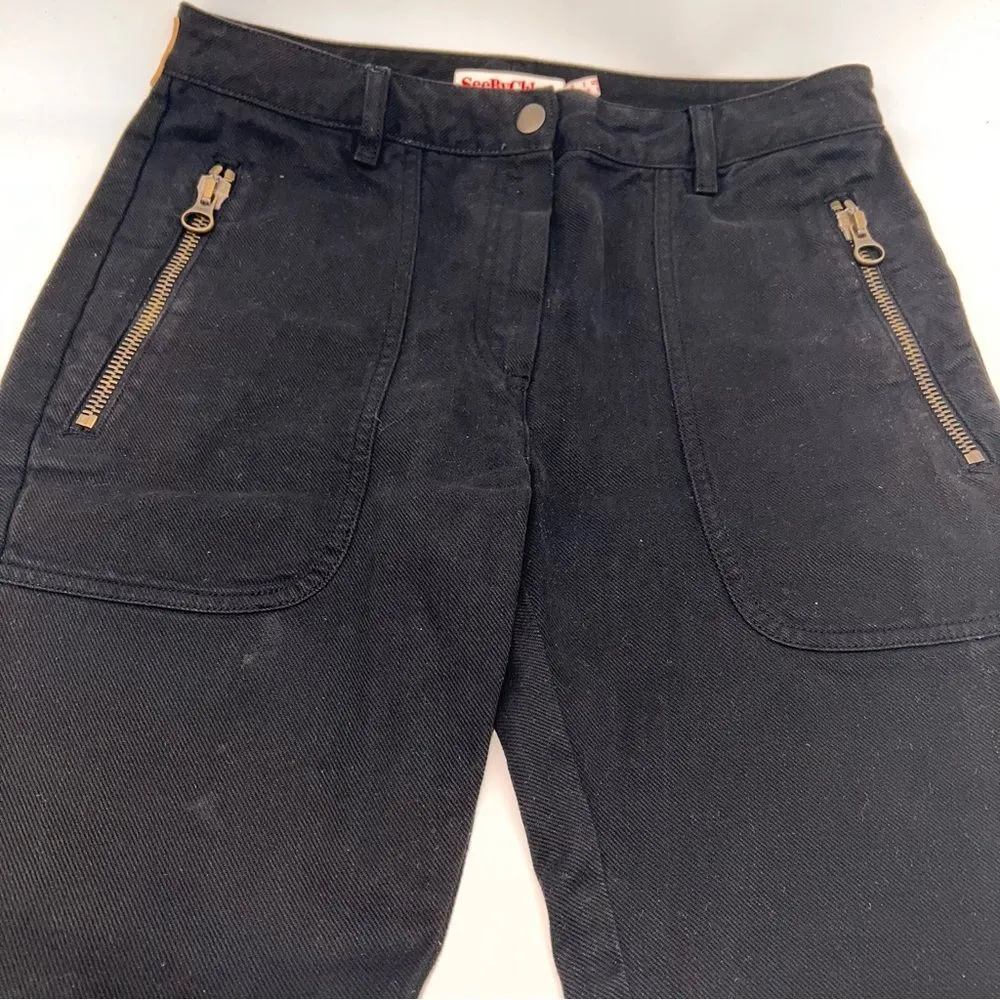 See by Chloe Women's High Rise 100% Cotton Black Denim Jeans w/Slim Legs Size 6 - Image 8