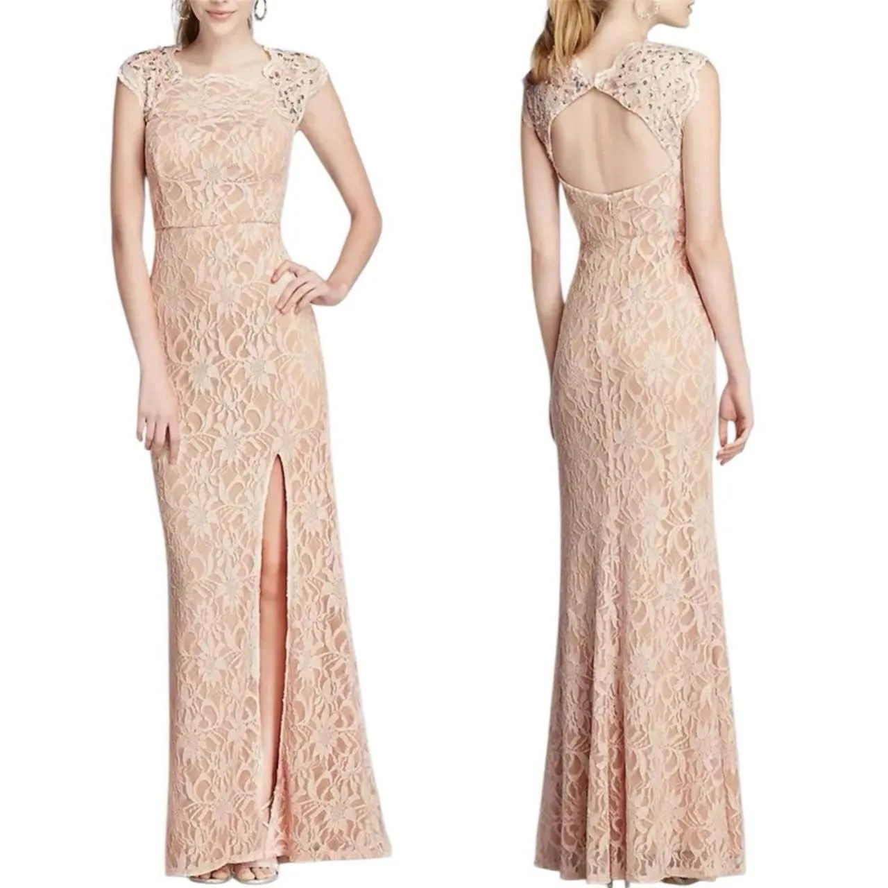 City Triangles All Over Lace Prom Dress with Side Slit Skirt - Image 2