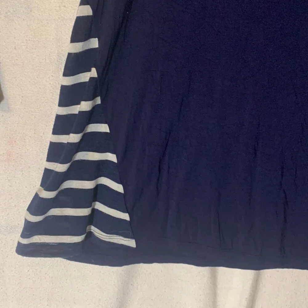 Modcloth womens 1x long sleeve navy blue stripe shirt cowl neck lightweight - Image 5