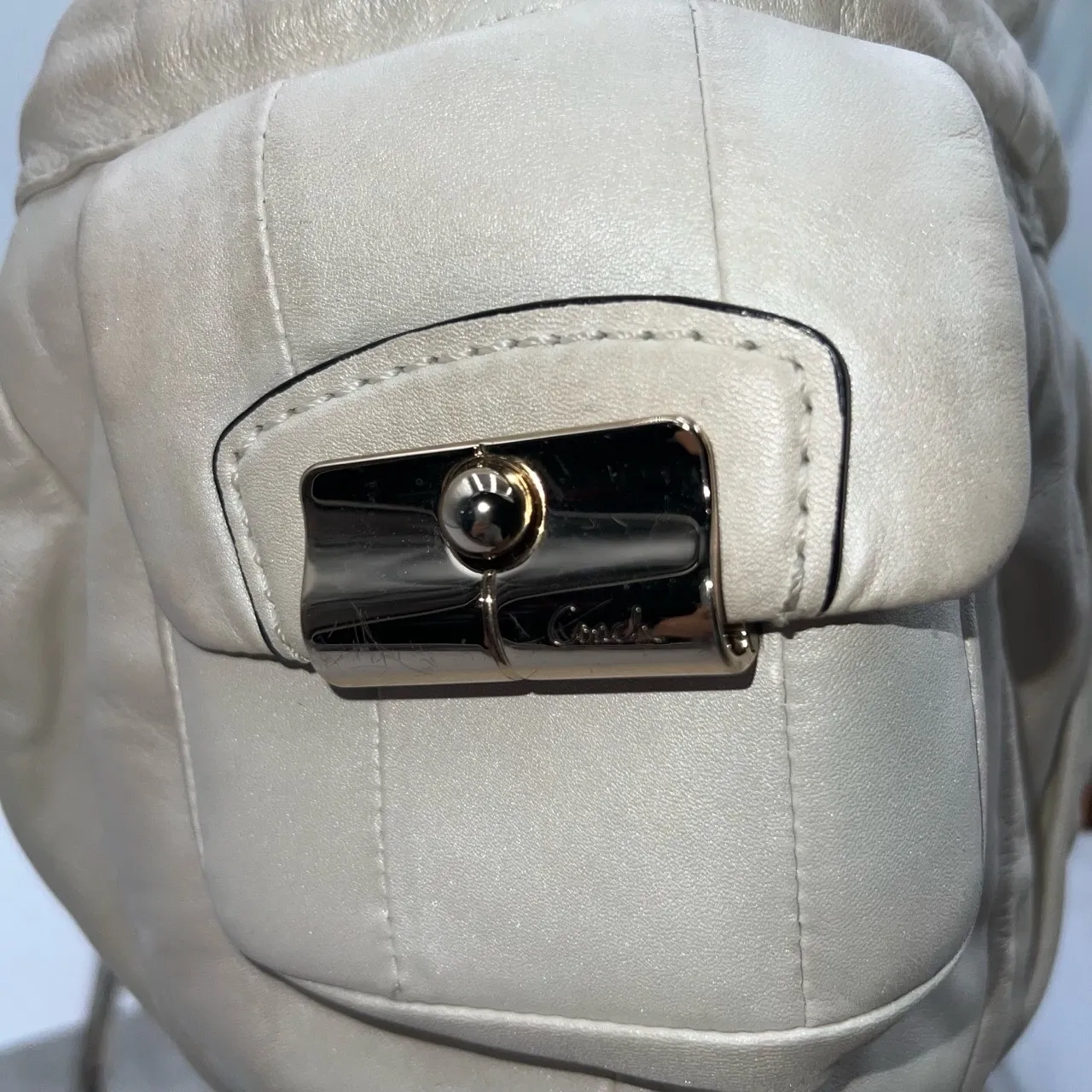 Coach Kristin Rouched Drawstring Hobo Bag in Chalk - Image 8