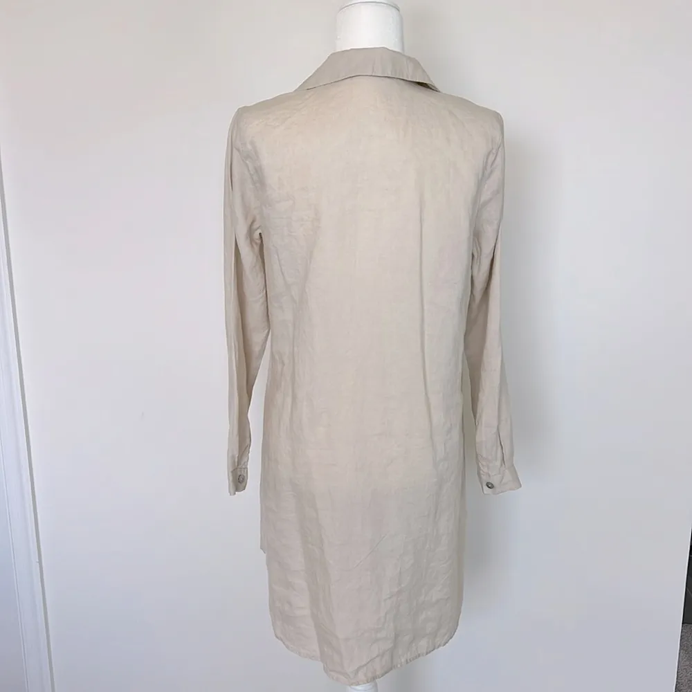 Sigrid Olsen 100% Linen Button Down Long Sleeve Shirt Dress Coastal Grandma - Image 3