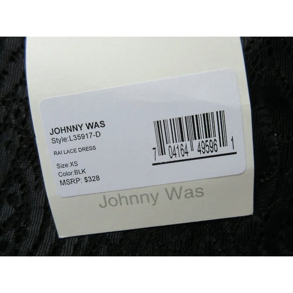 NWT Johnny Was Rai in Black Rayon Lace High Lo Tiered Hem Mini Dress XS $328 - Image 7