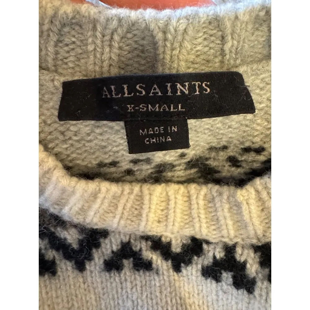All Saints Sweater Women XS Ivory Gray Wool Alpaca Knit Nordic Catalina‎ Jumper - Image 8