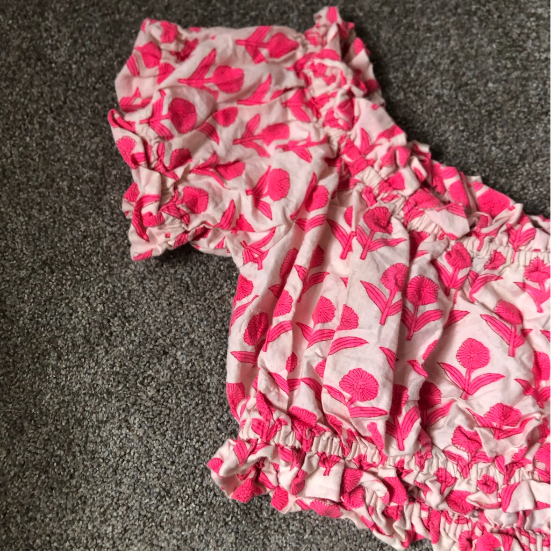 Aish Anthropologie Cotton Ruffle Bubble Crop Top in Pink Floral Size Medium - Image 12