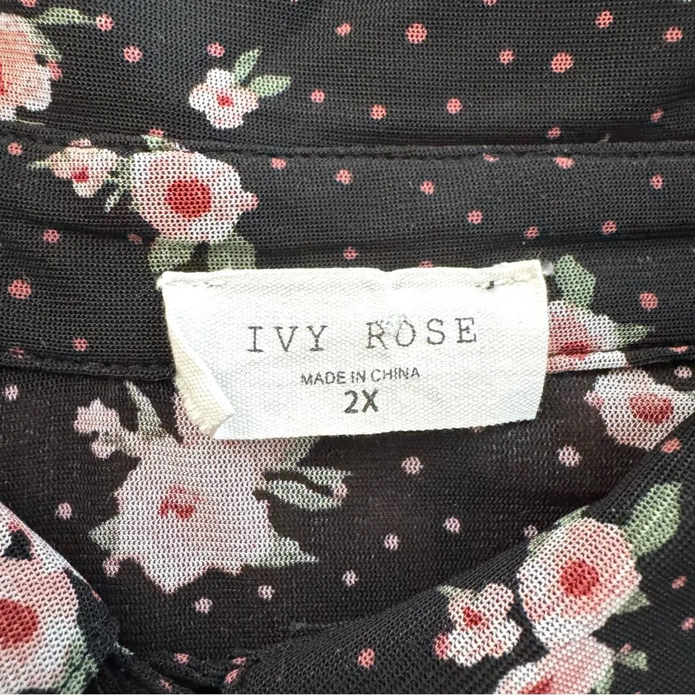 IVY ROSE tunic top / beach coverup, plus size 2X Black - Image 6