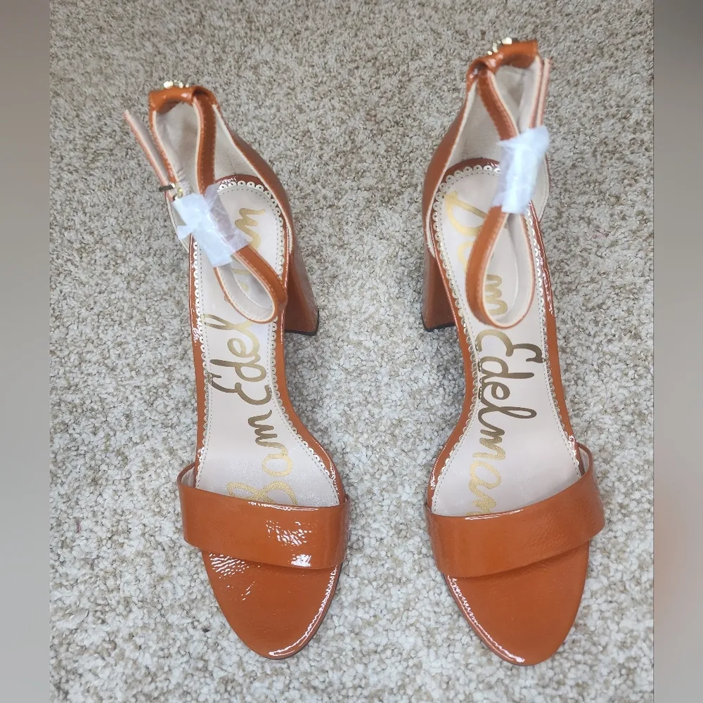 New Sam Edelman Yaro Ankle Strap Sandal Heel Tawny Brown - Image 2