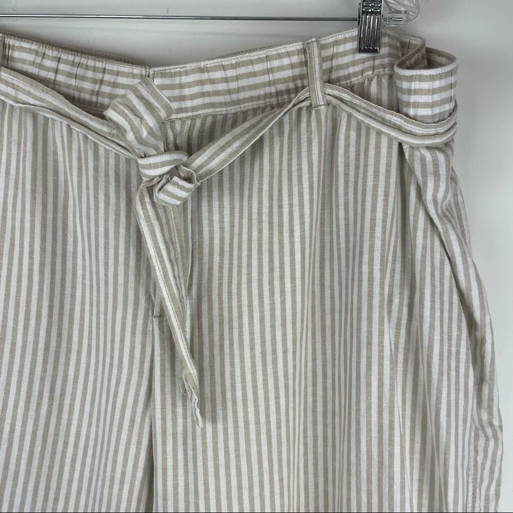 Liz Claiborne Linen Blend Pinstripe Crop Pants Sz 3X Belted Tie Waist - Image 4
