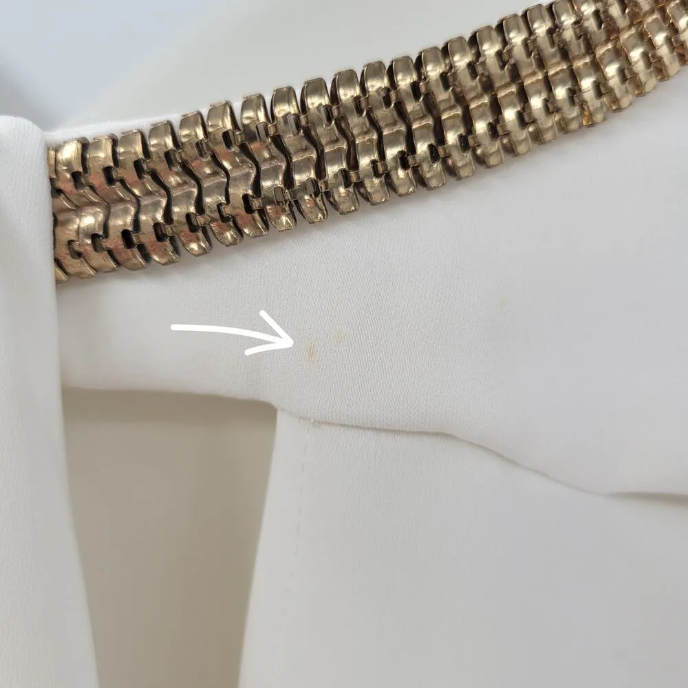 RACHEL Rachel Roy Womens Shift Dress L Cream Draped Metallic Detail Long Sleeve Size L - Image 8