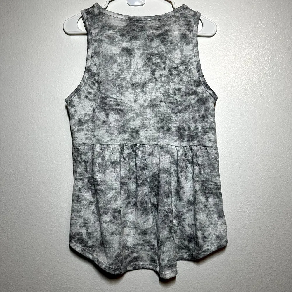 Anthropologie Paper Crane Tank Peplum Hi-Lo Sleeveless Pleated Tie Dye Gray M - Image 4