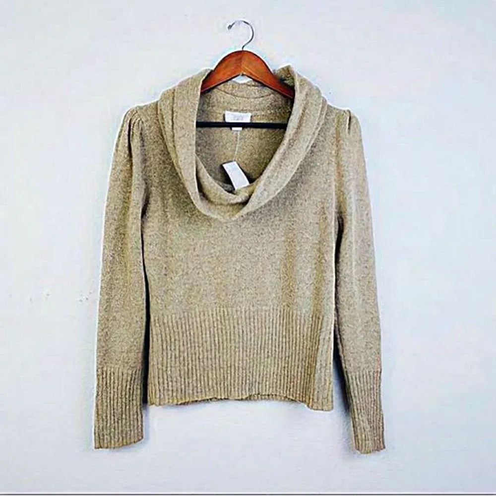 Ann Taylor LOFT Glitter Metallic‎ Thread Cowlneck Turtleneck Sweater Size Large - Image 2