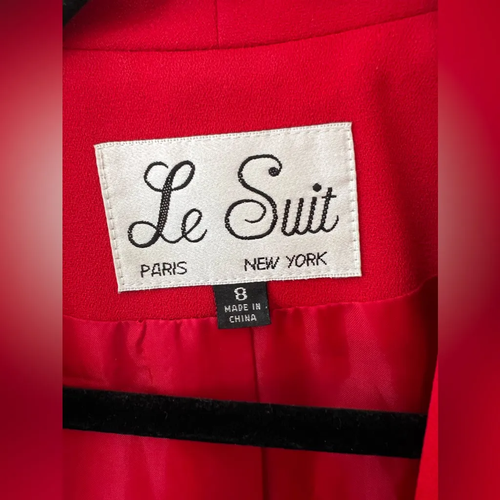 Le Suit Women’s Red‎ 90s Vintage Jacket Blazer With Black Toggle Size 8 - Image 2