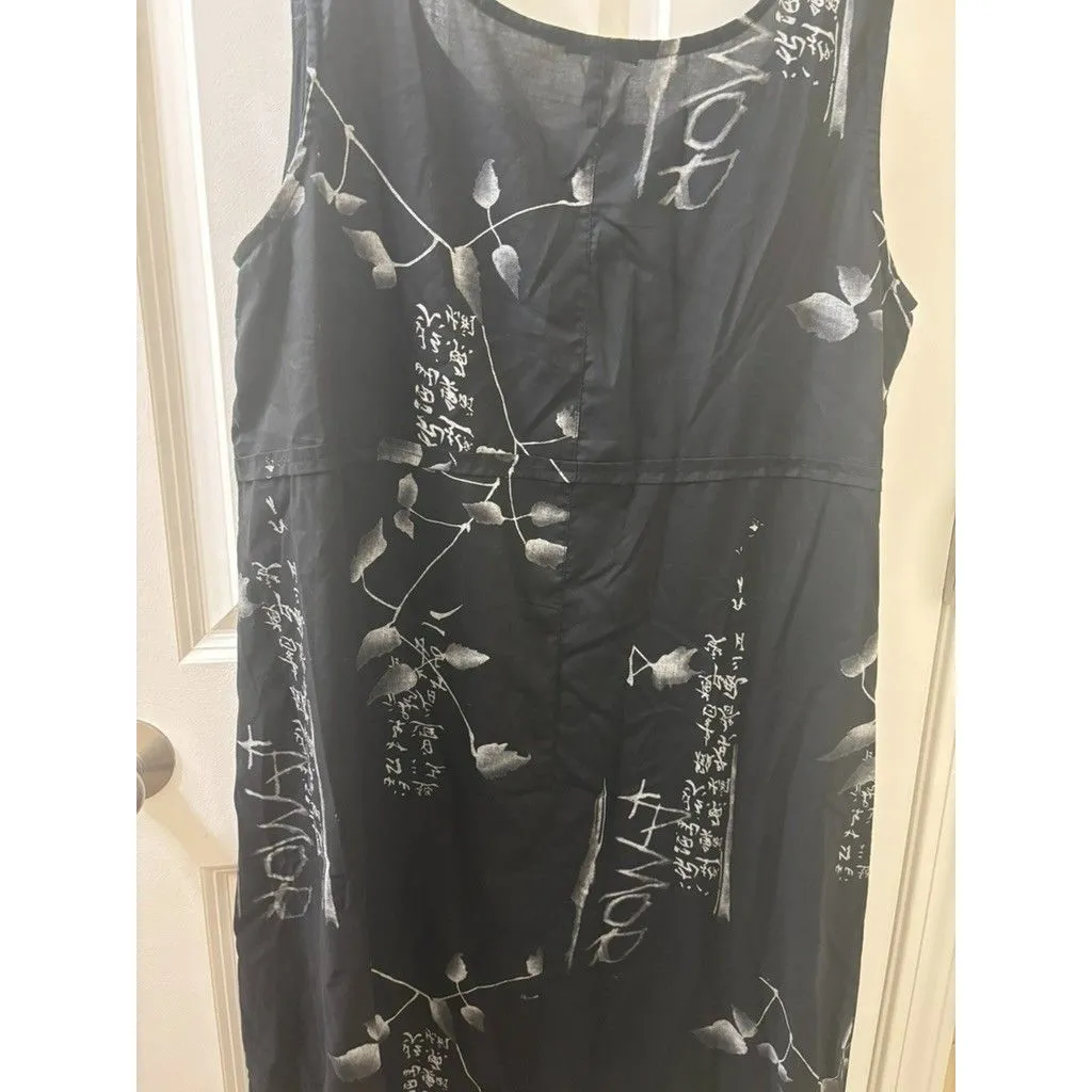 Women’s Anímale Cotton Asian Theme Cherry Blossom Boho L sleeveless dress summer Black Size L - Image 9