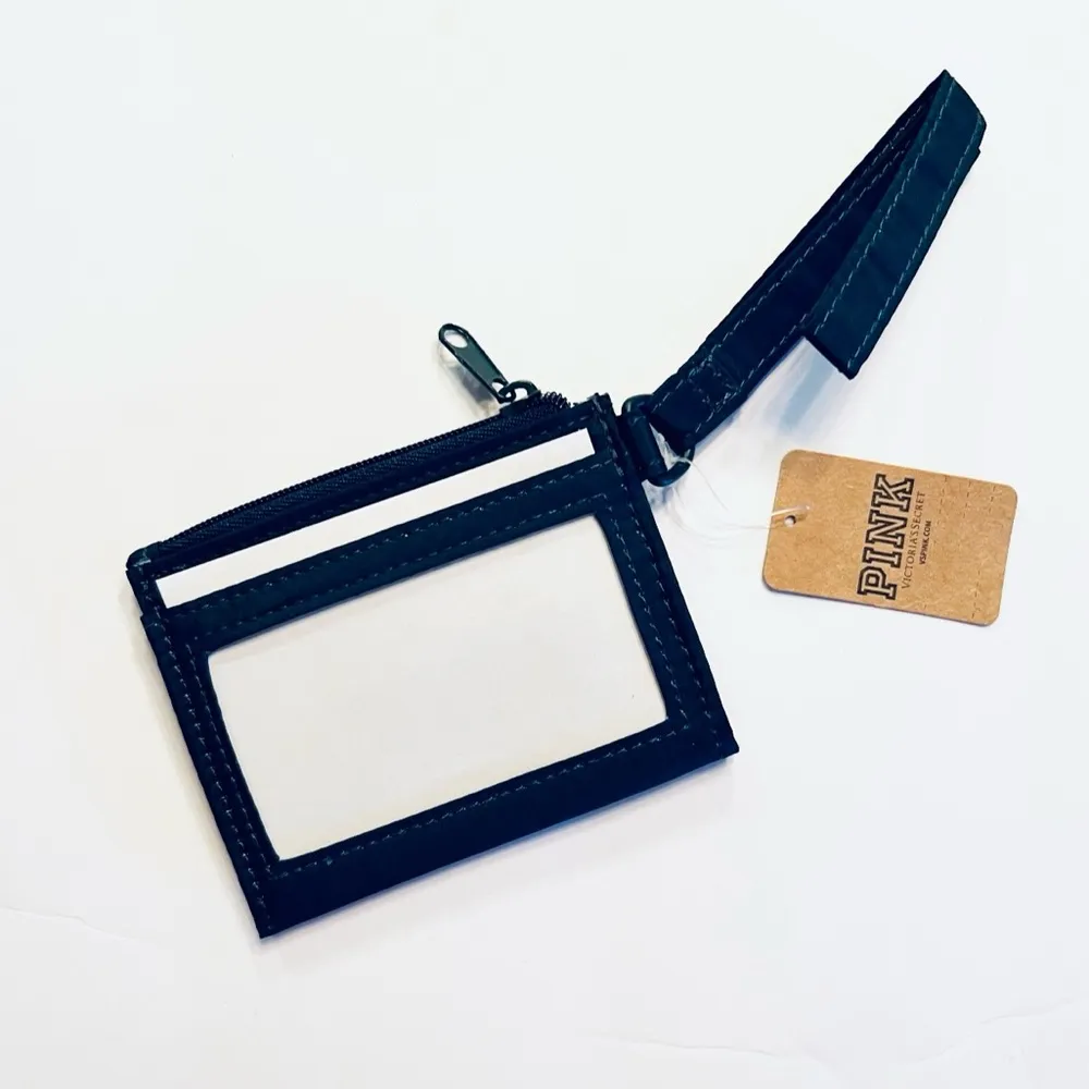🖤💚Victoria’s Secret PINK Cardholder Zip Wristlet Strap Keychain / Black Ivy - Image 5