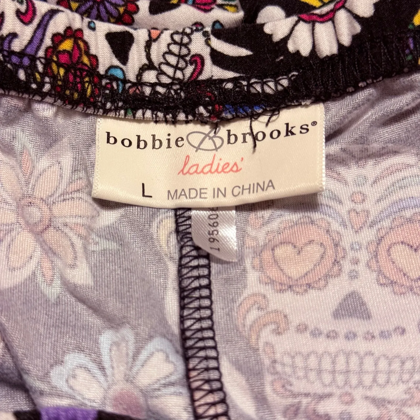 Sugar Skull Floral Print Leggings -Large - Image 6