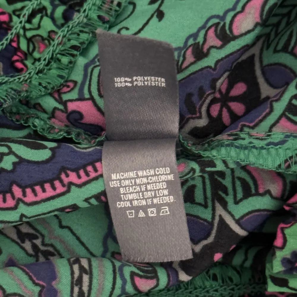 Aerie Pants Womens Medium Green Pink Paisley Satin Jogger Casual Preppy Colorful - Image 7