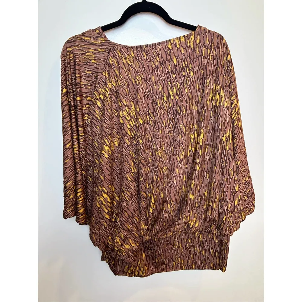 The Muses Lounge Brown Gold Top Women Size Large Faux Wrap - Image 8