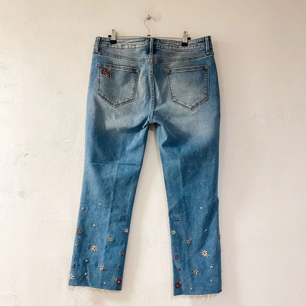 Driftwood Colette Embroidered Crop Straight Jean in Prairie Size 32 - Image 3