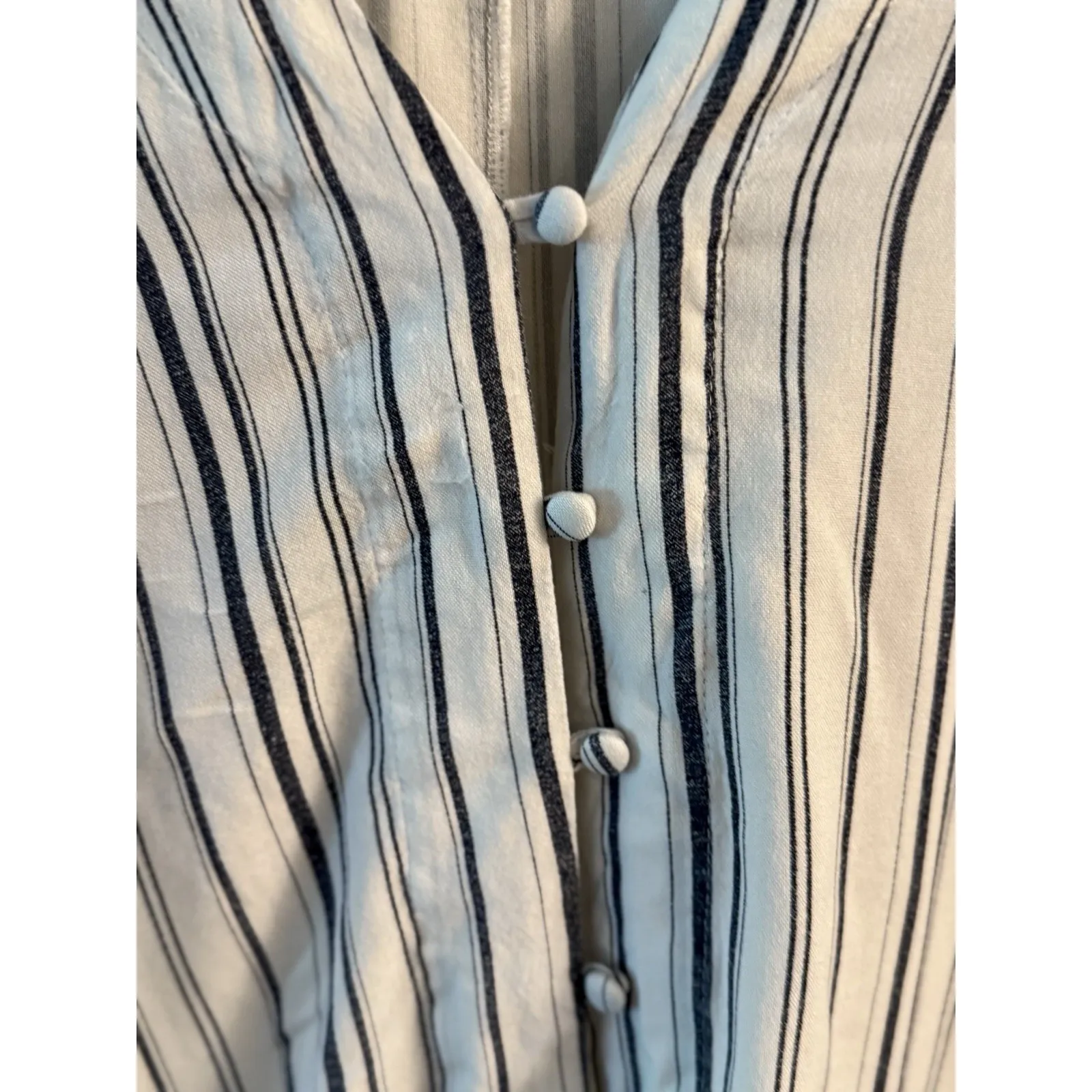 Sim‎ And Sam Womens White Blue Striped 100% Rayon Size Medium - Image 3