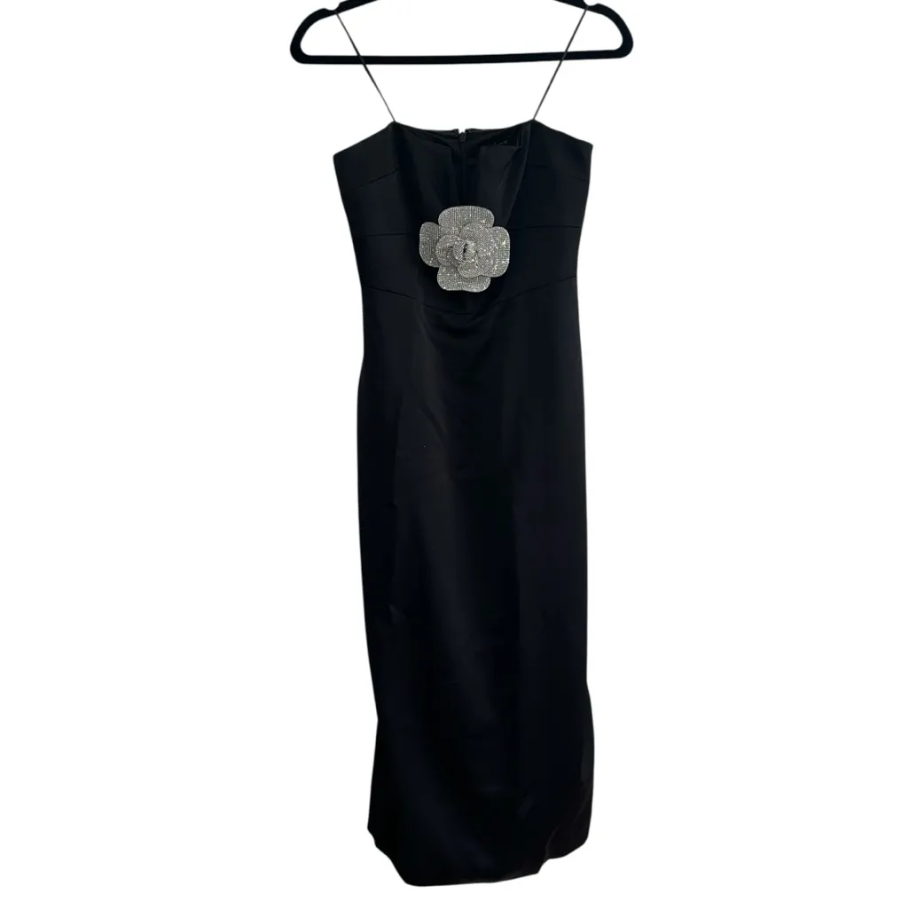 NEW NWT Ramy Brook Denisa Strapless Midi Dress Crystal Flower In Black - Image 5