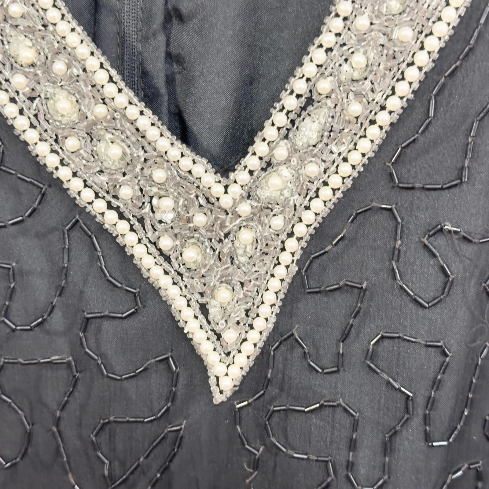 VTG Laurence‎ Kazar Plus Size 1X Beaded Top Party Cocktail Blouse Black 749 - Image 8