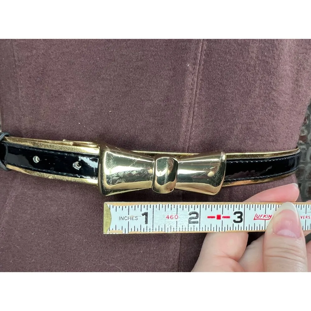 belt bow buckle black gold vegan leather - Image 3