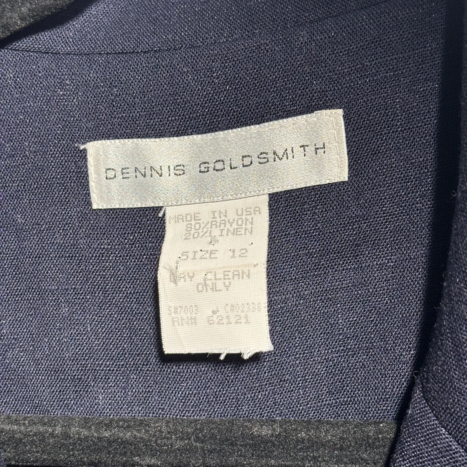 VTG Dennis Goldsmith Navy‎ Blue Double Breasted Linen Blend Jumpsuit 12 Nautical - Image 3