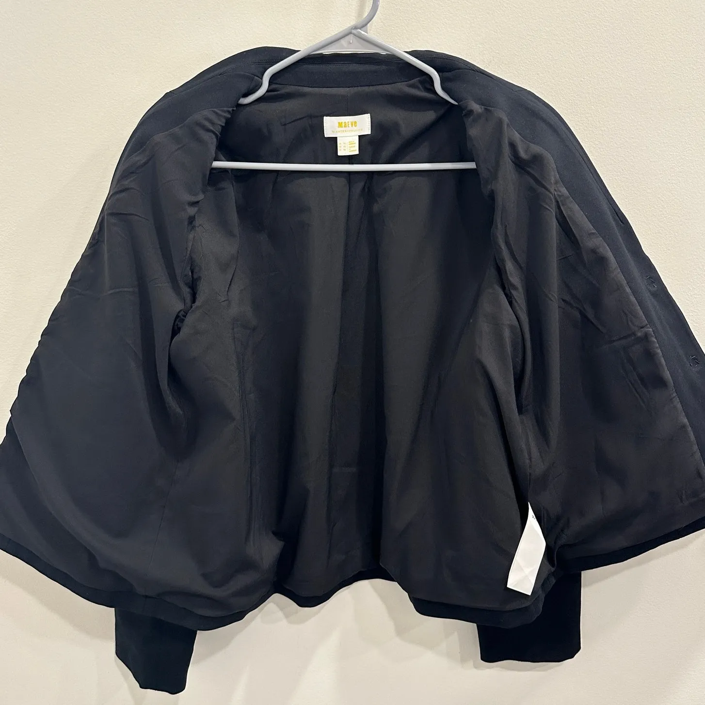 Maeve Anthropologie Black Shrunken Swing Ponte Jacket Size 10 Career Minimalism - Image 3