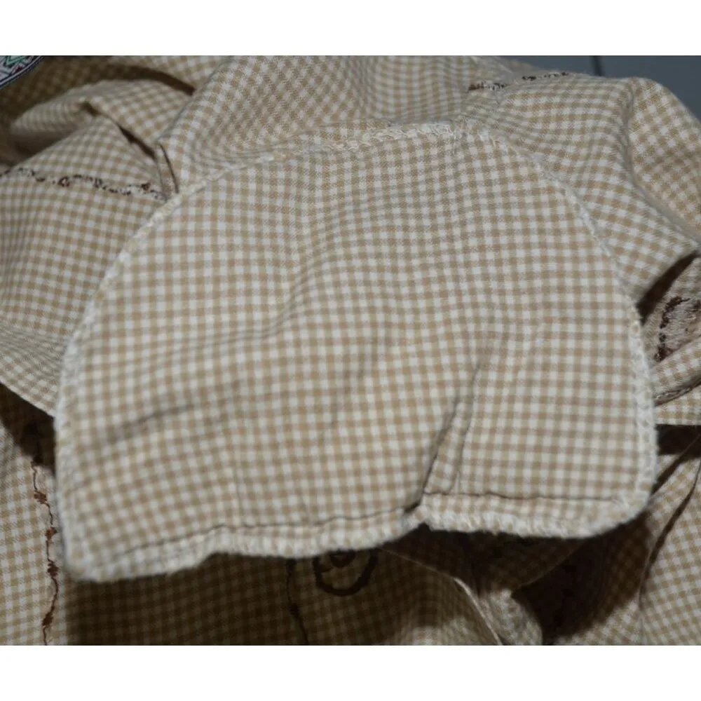 Vintage Citi Craze Ladies Embroidered Top XL Shoulder Pads Granny Core Cotton Brown - Image 8