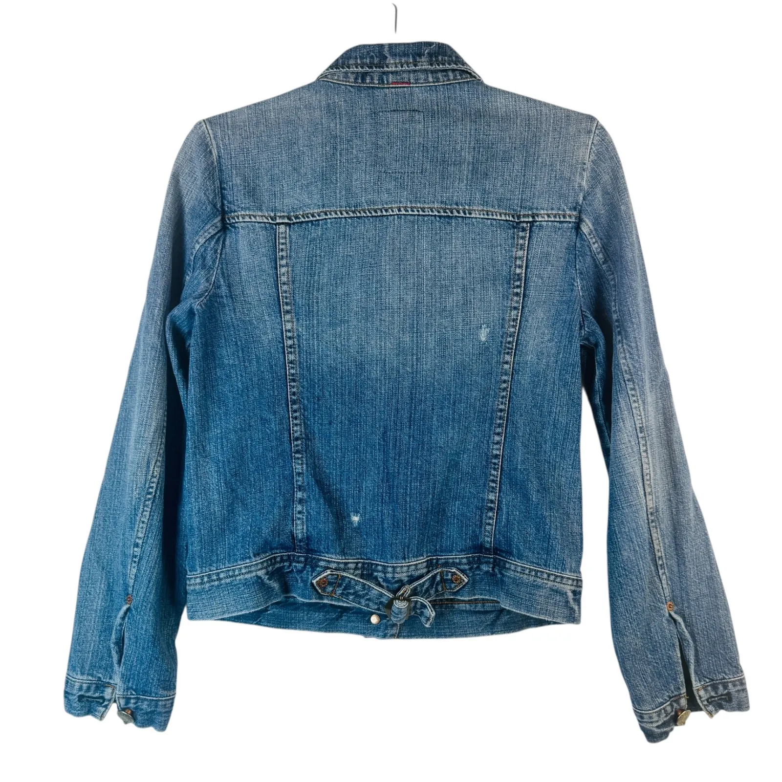J.Crew Classic Denim Trucker Jacket ATQ‎ Sanded Blue XS Moto Grunge Rock Capsule - Image 2