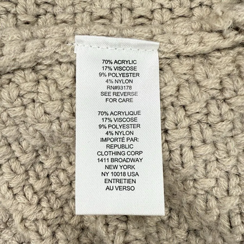 Elie Tahari Sweater M Chunky Knit Turtleneck‎ Beige Cozy Stretch Fisherman - Image 6