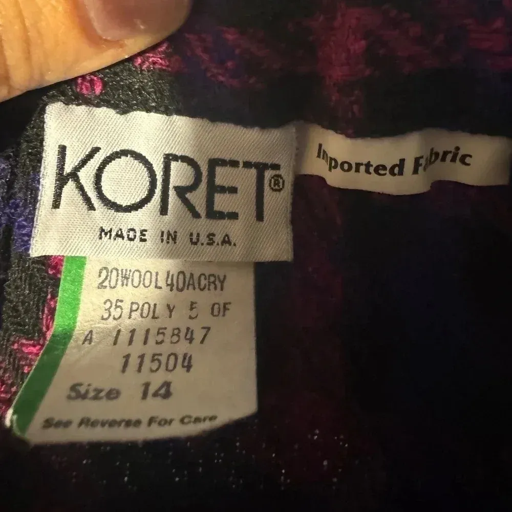 Vintage KORET Womens Petites‎ Wool straight Skirt purple pink Plaid USA Size 14 Blue - Image 3