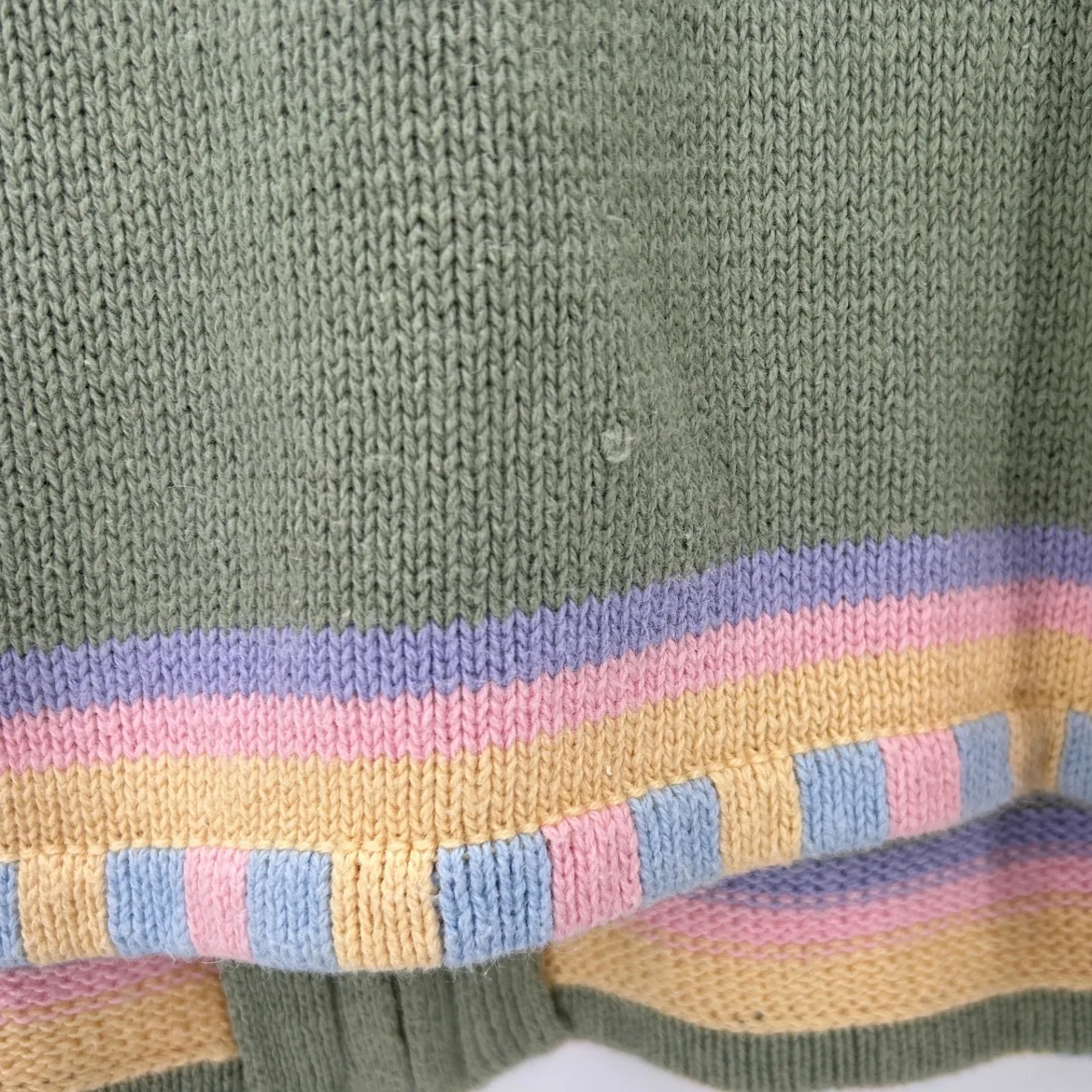 VTG Breckenridge Green Polar Bear Zip Up Cardigan Sweater Sz Medium Grandmacore - Image 6