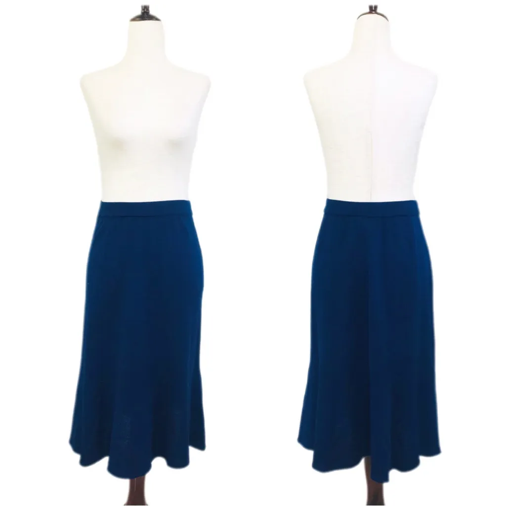 ST JOHN Collection Knit‎ Navy Blue Trumpet Flare Hem Skirt Knee Length Size 8 - Image 2