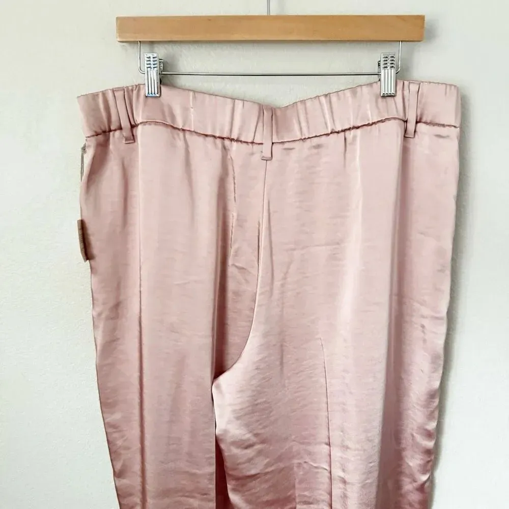 A NEW DAY | NWT High-Rise Wide Leg Satin Pants Pleated Pink Trousers | Size 16 - Image 6
