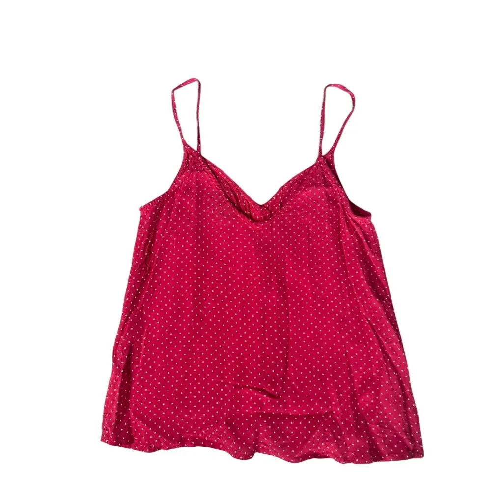 Topshop Red‎ Polka Dot V Neck Spaghetti Strap Button Front Camisole Top Size 2 - Image 3