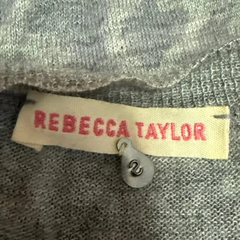 Rebecca Taylor Wool Gray Leopard Animal Print Button Up Cardigan Sweater Top S - Image 3