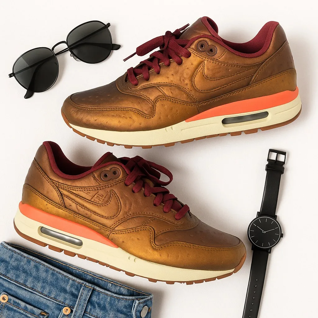 Nike Air Max 1 QS Metallic Bronze Burgundy Rare Sneakers Women’s Size 8 859544 - Image 3