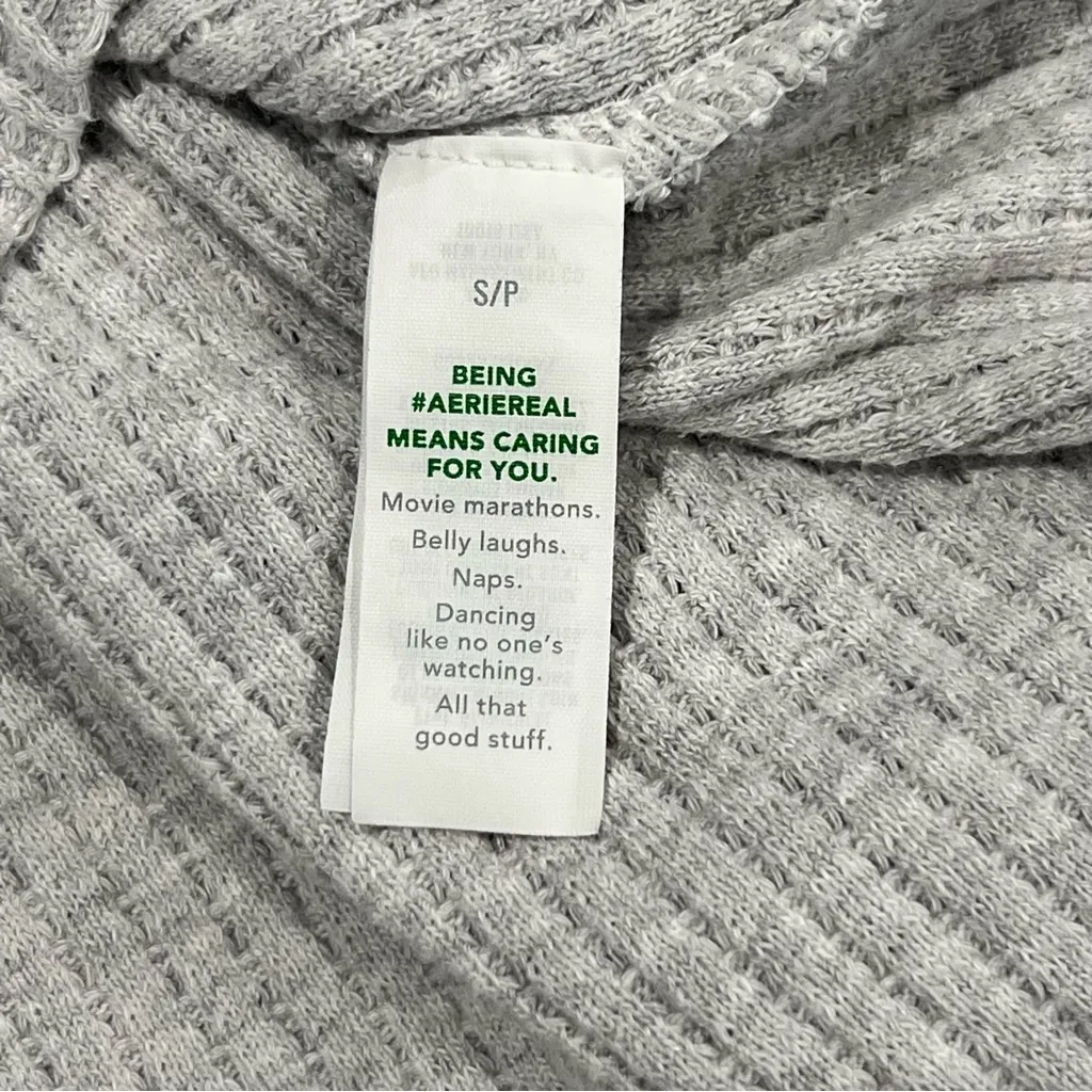 Aerie LumberJane Waffle Shirt Heather Gray Button Down Top Small - Image 5